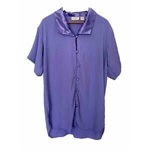 Vintage Victoria's Secret‎ Gold Label Purple Pajama Shirt Button Up Size Small